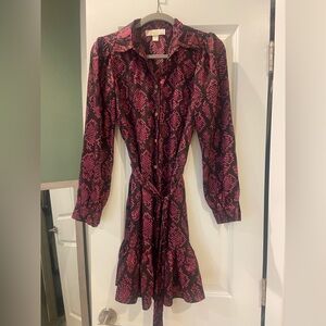 Elegant Pink Snake Print Dress